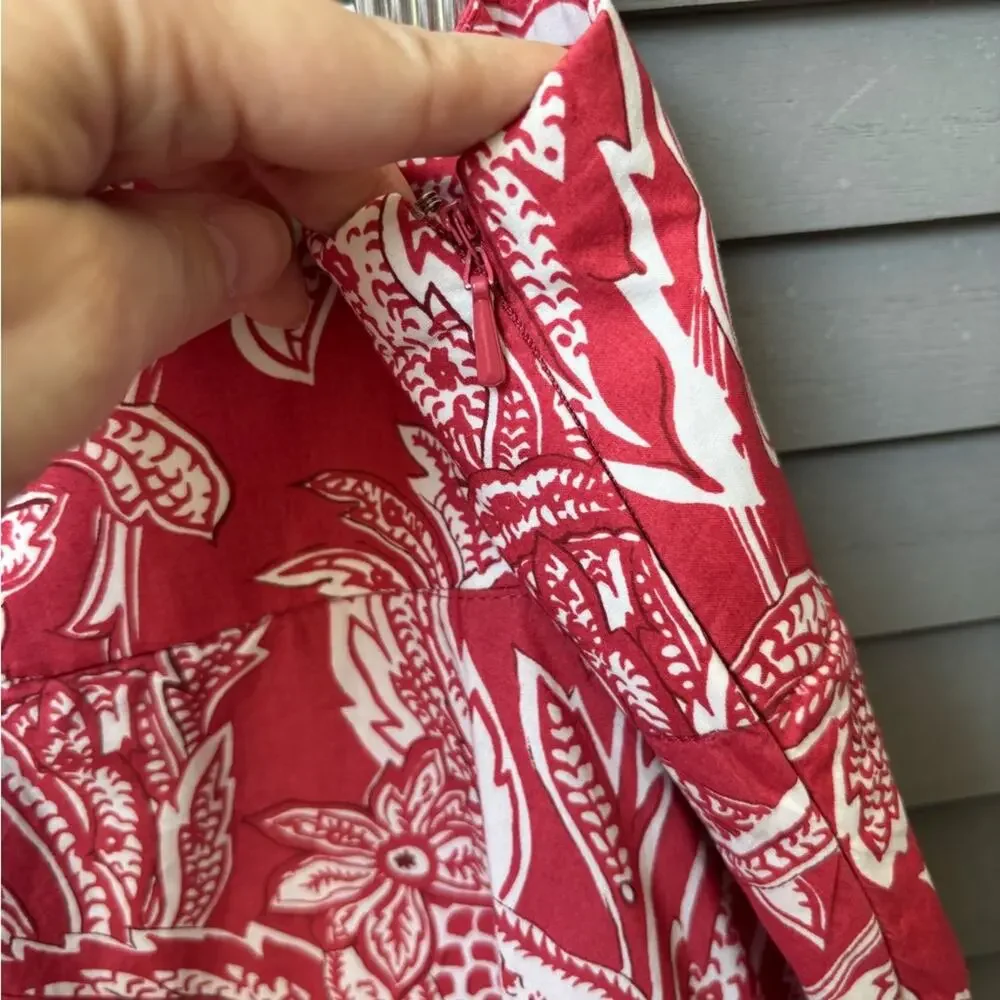 Talbots Dusty Red / Pink and White Floral A-Line Skirt. Size 16 - Picture 4 of 9